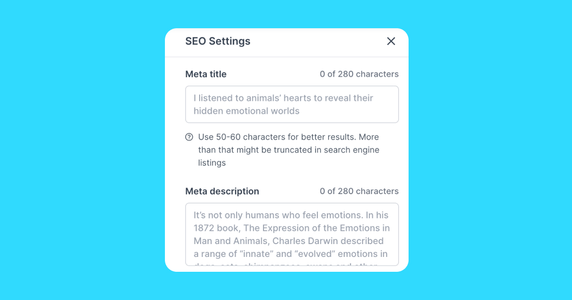News: New: SEO settings for your sites and stories